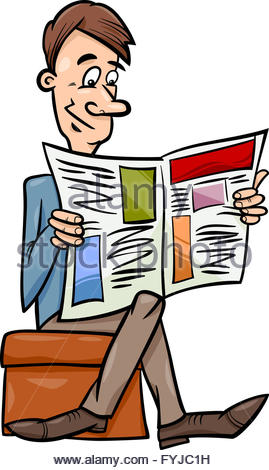 269x470 Vector Illustration Of A The Guy Reading Newspaper Stock Vector