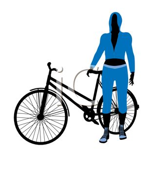 318x350 Cartoon Clip Art Of A Woman Standing Next To Her Bicycle