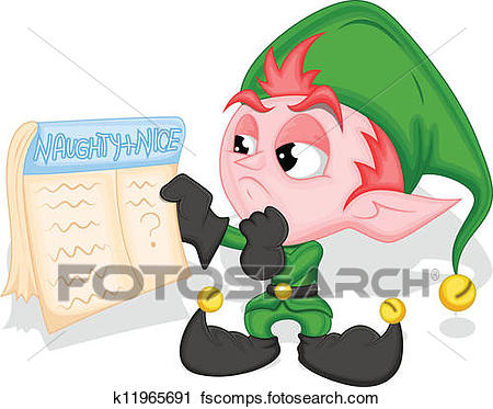 450x373 Clipart Of Elf Holding Naughty And Nice List K11965691
