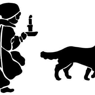 320x320 Victorian Boy And Dog ~ Free Vintage Clip Art Stencils