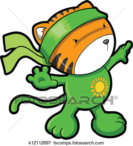 428x470 Clip Art Of Cute Tiger Cub Ninja Vector K12112697