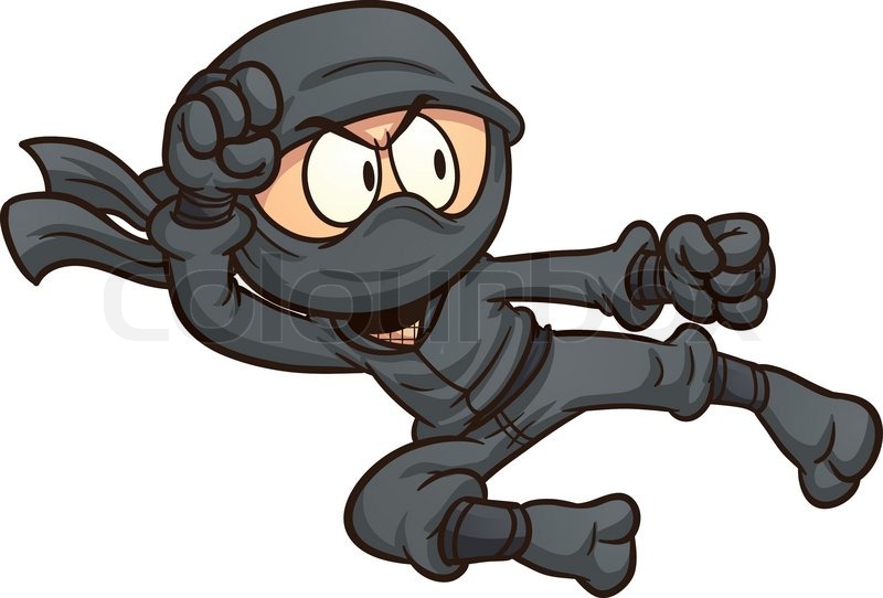 800x542 Ninja Flying Kick. Vector Clip Art Illustration With Simple