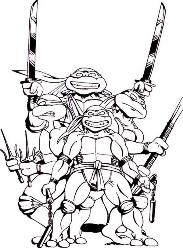 600x812 Teenage Mutant Ninja Turtles And Their Favorite Weapon Coloring