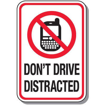 400x400 No Texting Amp Cell Phone Law Signs