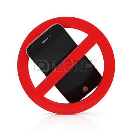 450x450 3d Render Of No Cell Phone Sign Isolated On White Background Stock