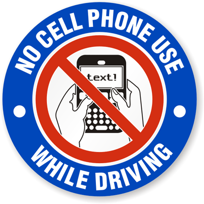 400x400 No Cellphone Use, While Driving Label