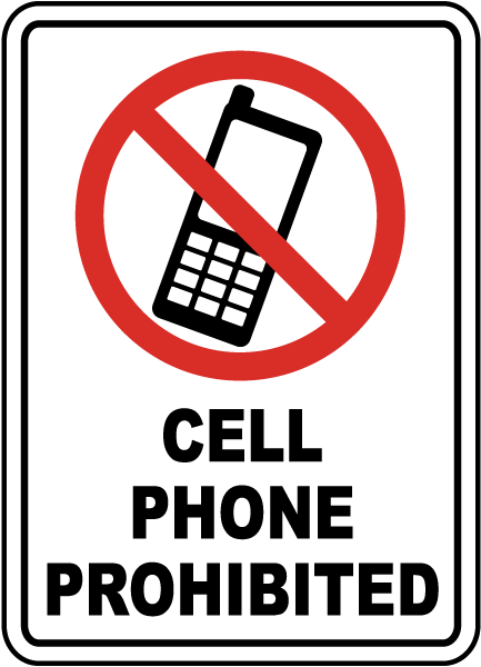 433x600 Cell Phone Prohibited Sign F7207