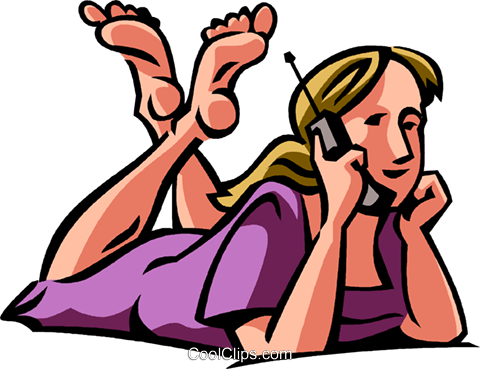 480x369 Girl Talking On A Cell Phone Royalty Free Vector Clip Art