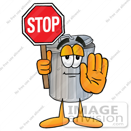 450x450 Cliprt Graphic Of Metal Trash Can Cartoon Character Holding