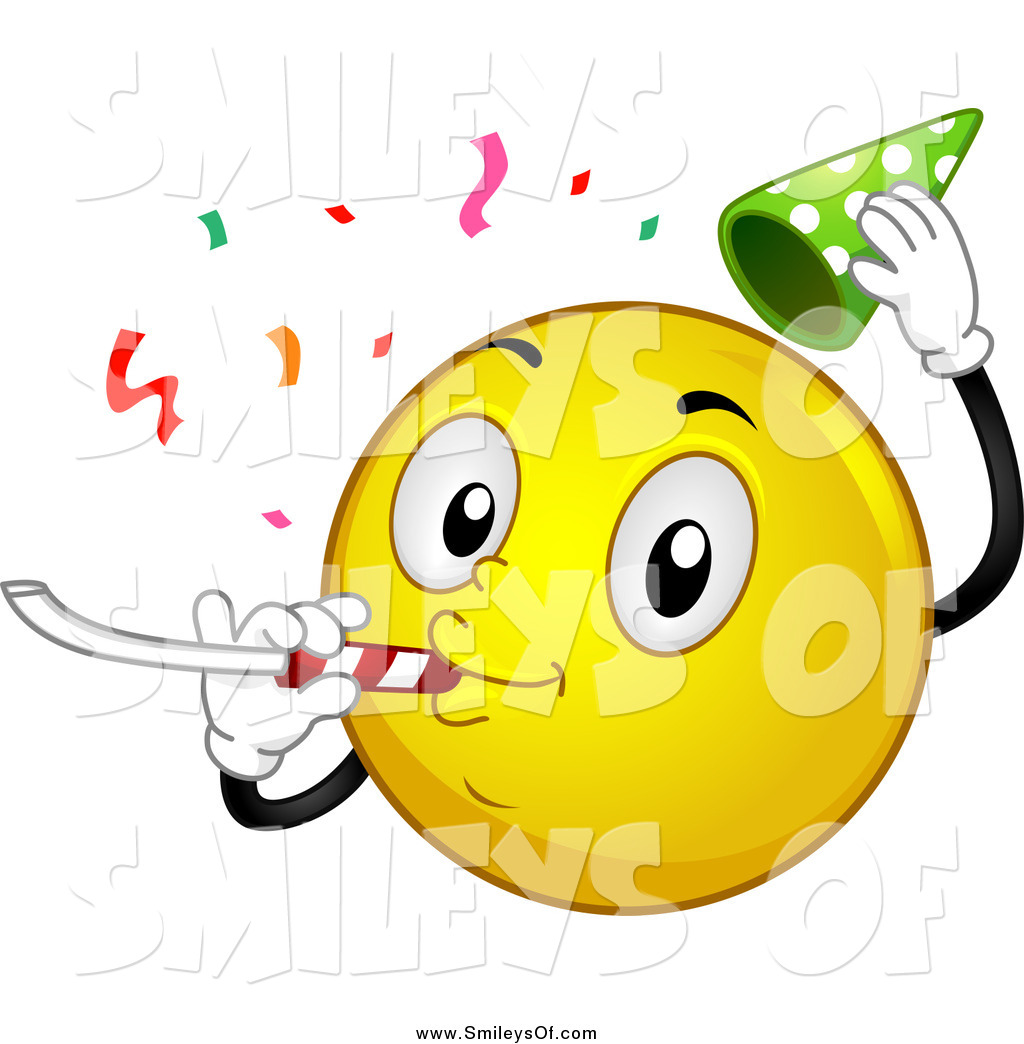1024x1044 Vector Clipart Of A Smiley Emoticon Celebrating With A Party Hat