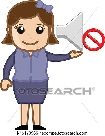 362x470 Clip Art Of Girl Indicating Sign To Noise Ban K15179966