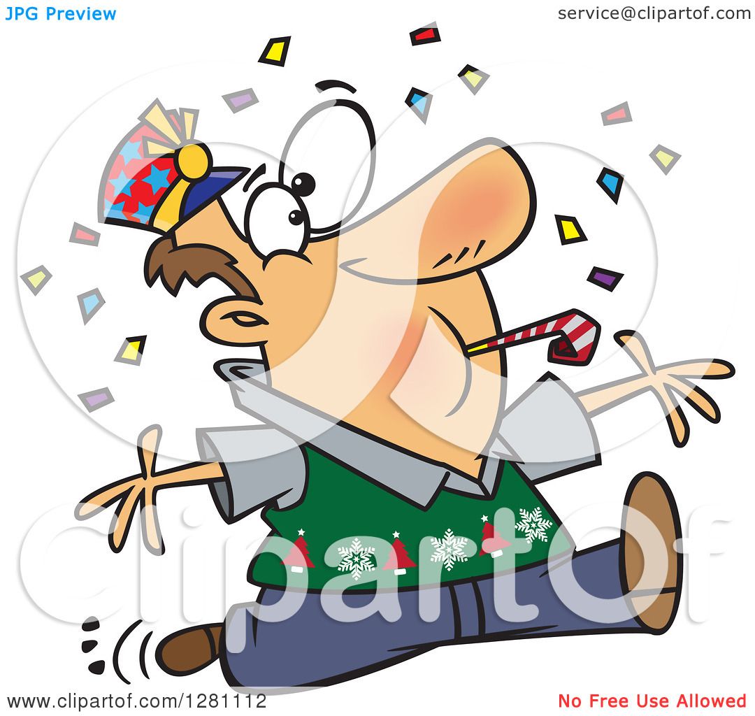1080x1024 Cartoon Clipart Of Festive Brunette Caucasian Man Blowing