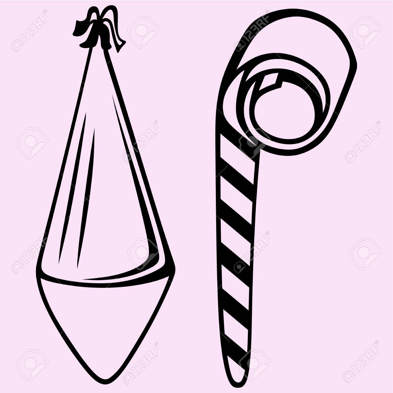 1300x1300 Party Hat Noisemaker Vector Silhouette Isolated Royalty Free