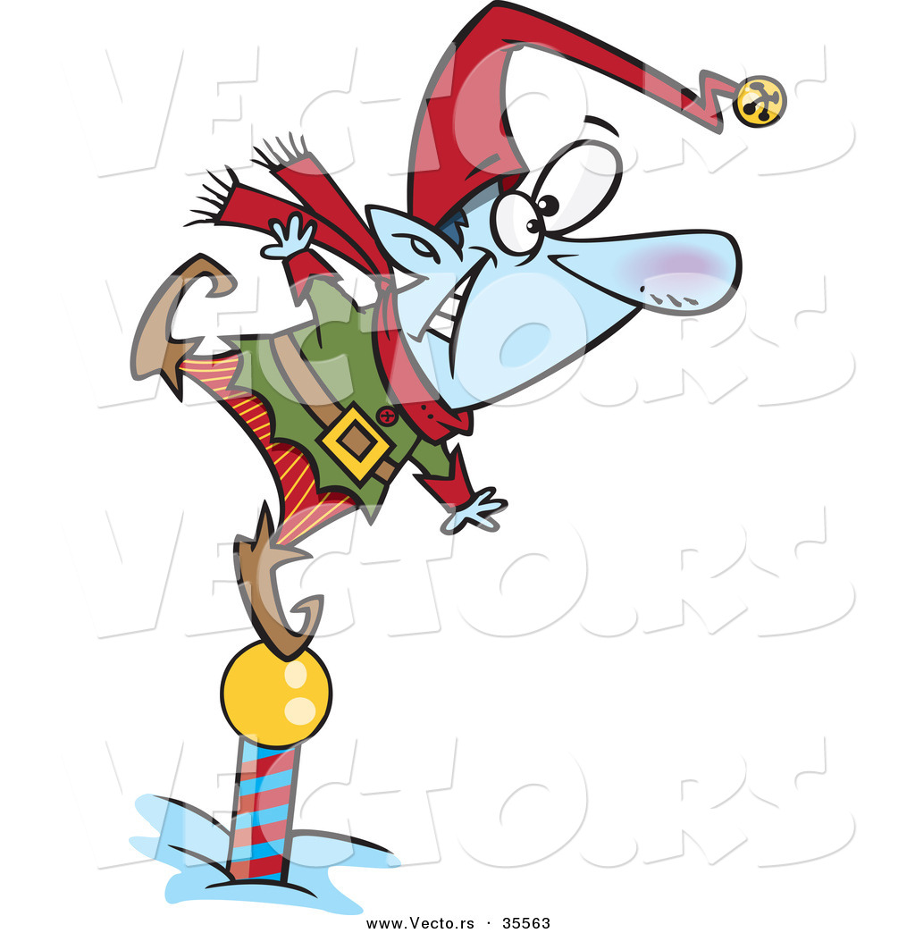 1024x1044 Cartoon Vector Of A Frozen Christmas Elf Standing On North Pole