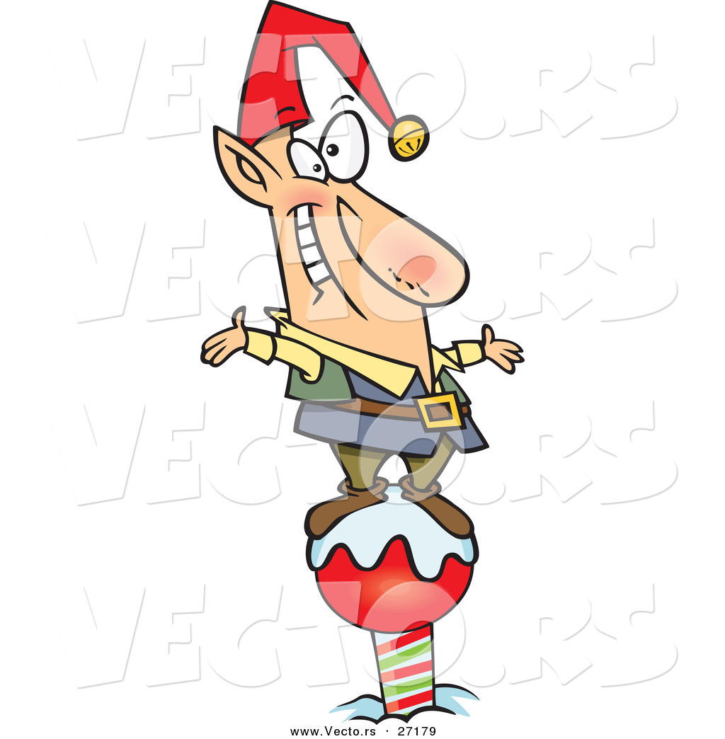 1024x1044 Cartoon Vector Of A Happy Christmas Elf Standing On The North Pole
