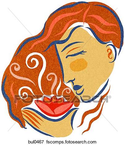 405x470 Stock Illustration Of A Woman Smelling An Aromatherapeutic Flower