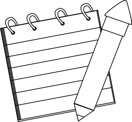 450x419 Black And White Detective Notepad And Pencil Clip Art