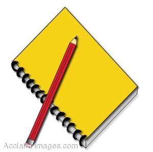 300x297 Clipart Picture Of A Yellow Notebook And Pencil