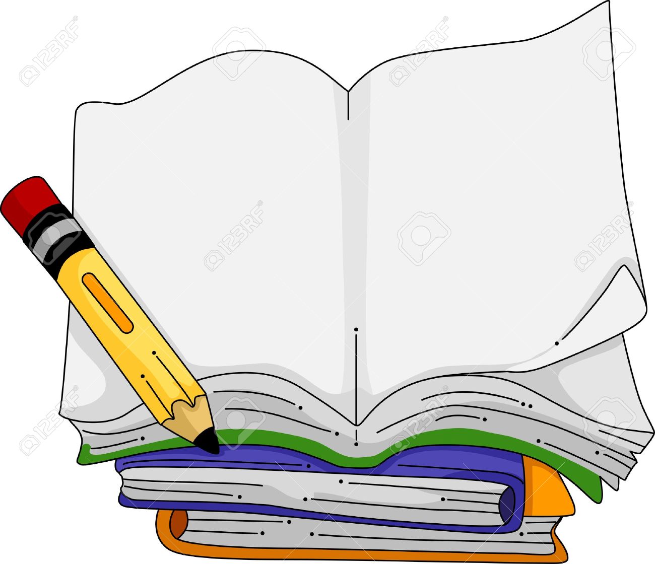 1300x1120 Illustration Of A Pencil Sitting Beside A Blank Notebook Stock