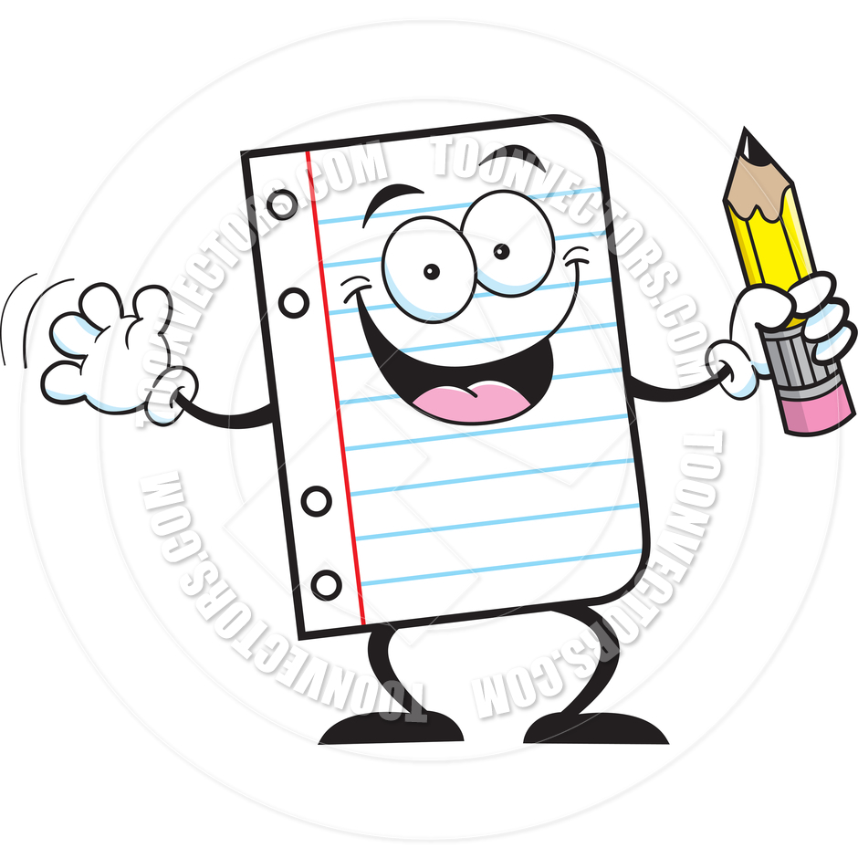 940x940 Cartoon Notebook Paper Holding A Pencil By Kenbenner Toon