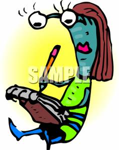 237x300 Art Image An Alien Writing On A Notepad