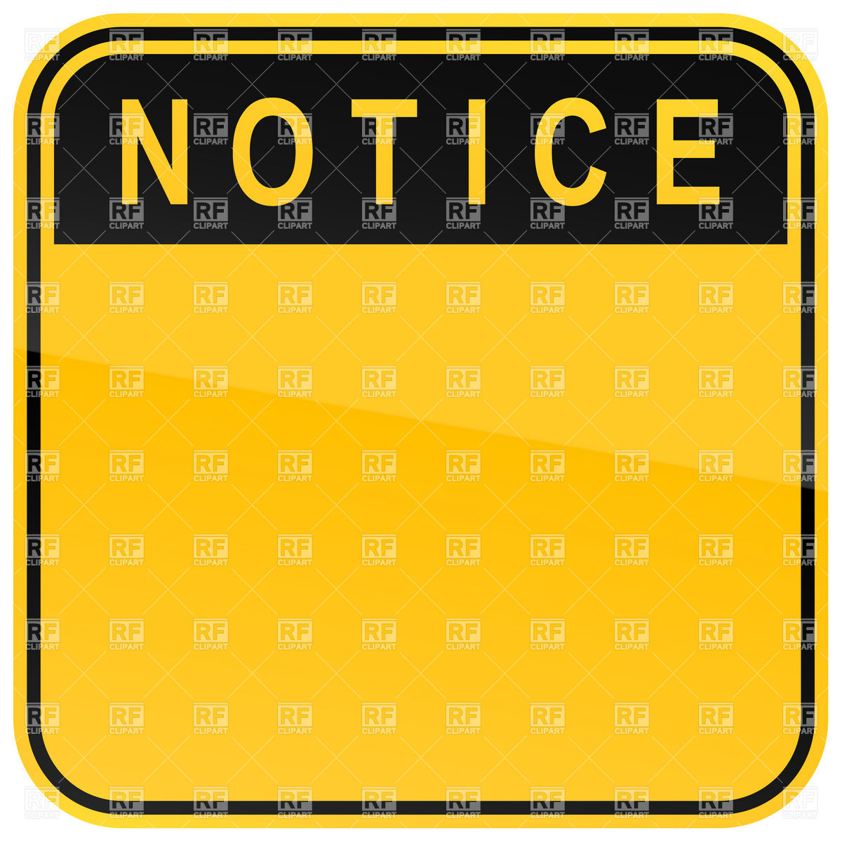 1200x1200 Square Yellow Traffic Sign With Notice Heading Royalty Free