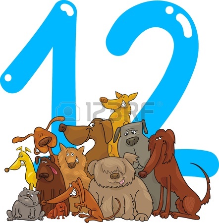 442x450 Cartoon Illustration With Number Eight And Dogs Royalty Free
