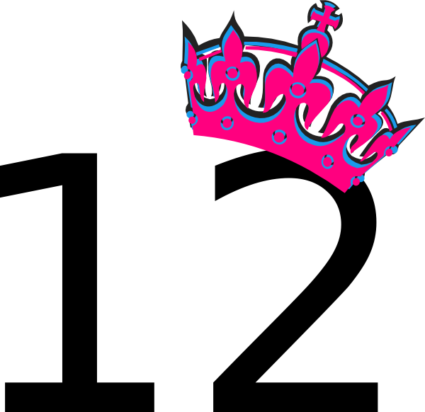 600x582 Pink Tilted Tiara And Number 12 Clip Art