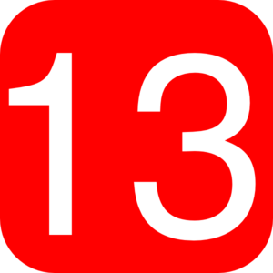300x300 Red, Rounded, Square With Number 13 Clip Art