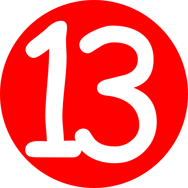 600x600 Red, Rounded,with Number 13 2 Clip Art