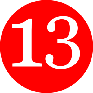 300x300 Red, Rounded,with Number 13 Clip Art