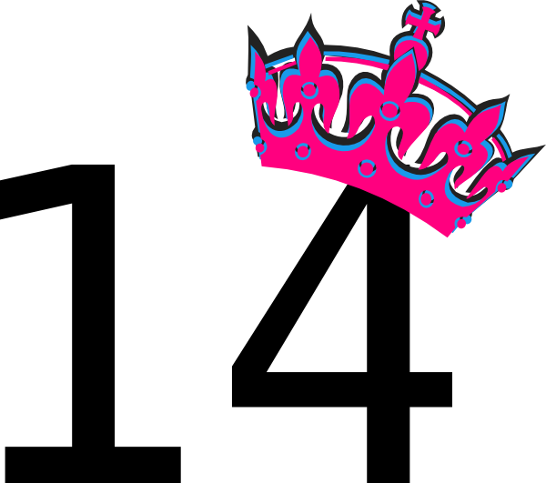600x531 Pink Tilted Tiara And Number 14 Clip Art