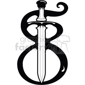 300x300 Royalty Free Number 8 Sword 387672 Vector Clip Art Image