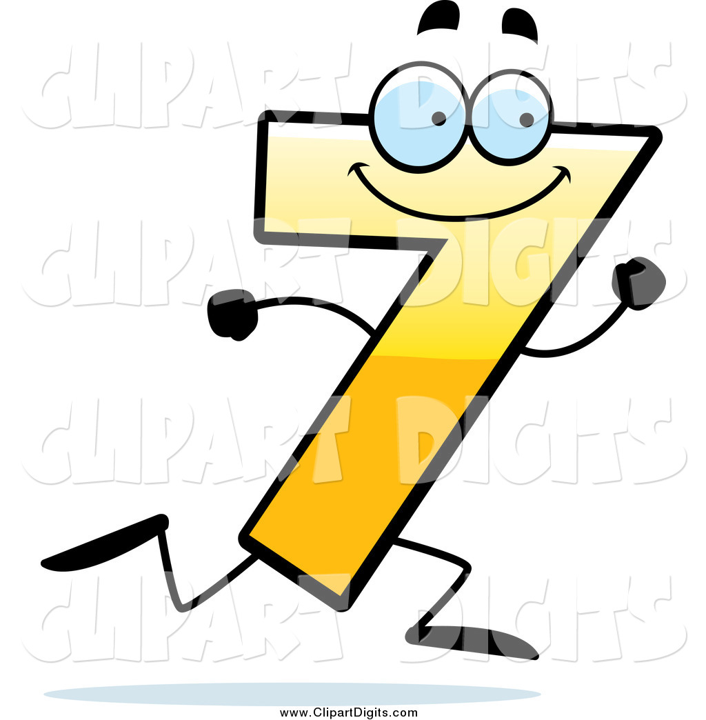 1024x1044 Vector Cartoon Clip Art Of A Running Yellow Number Seven Character