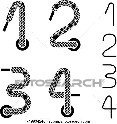 446x470 Clipart Of Vector Shoe Lace Numbers 1 2 3 4 K19904240