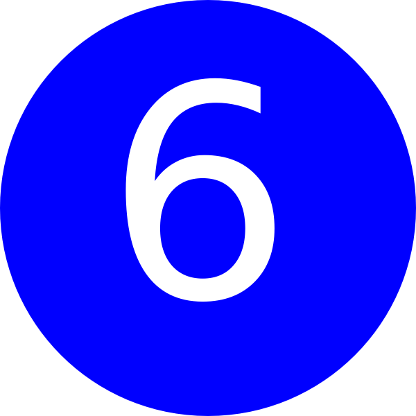 600x600 Number 6 Blue Background Clip Art