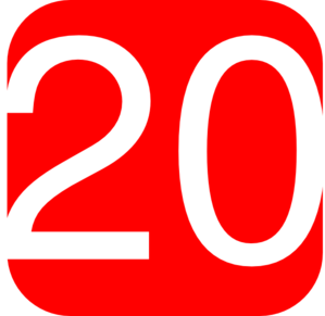 299x291 Red, Rounded, Square With Number 20 Clip Art