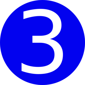 300x300 Blue, Rounded,with Number 3 Clip Art