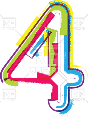 300x400 Colorful Grunge Number 4 Royalty Free Vector Clip Art Image