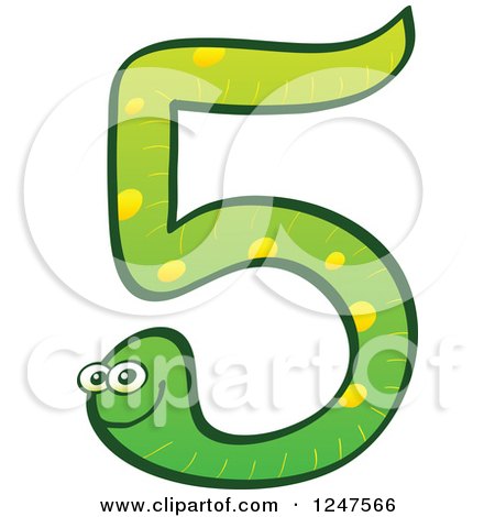 450x470 Clipart Of A Green Number 5 Snake