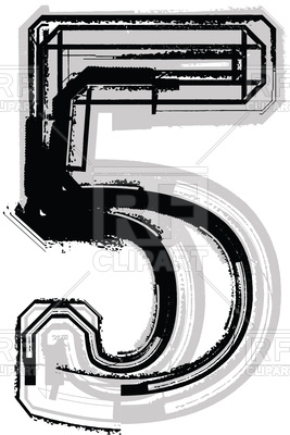267x400 Number 5 Grunge Font Royalty Free Vector Clip Art Image