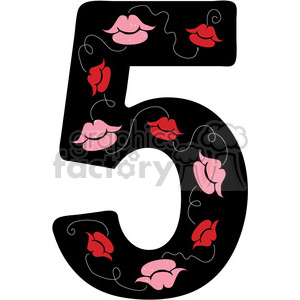 300x300 Royalty Free Number 5 Girly 388589 Vector Clip Art Image