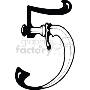 300x300 Royalty Free Number 5 Sword 387689 Vector Clip Art Image