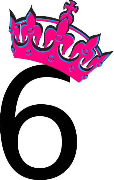 378x597 Pink Tilted Tiara And Number 6 Clip Art