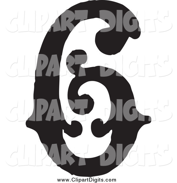 600x620 Vector Clip Art Of A Black Vintage Digit Number 6 By Bestvector