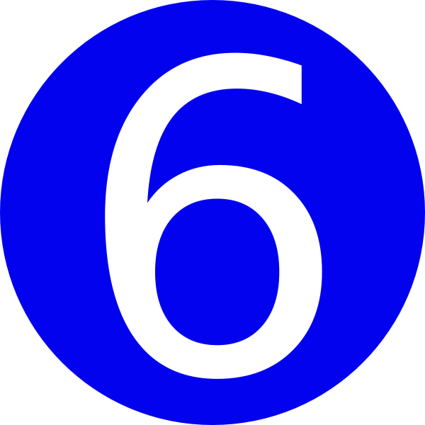 600x600 Blue, Rounded,with Number 6 Clip Art