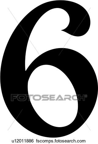 321x470 Clip Art Of , 6, Number, Numeral, Swash, U12011886