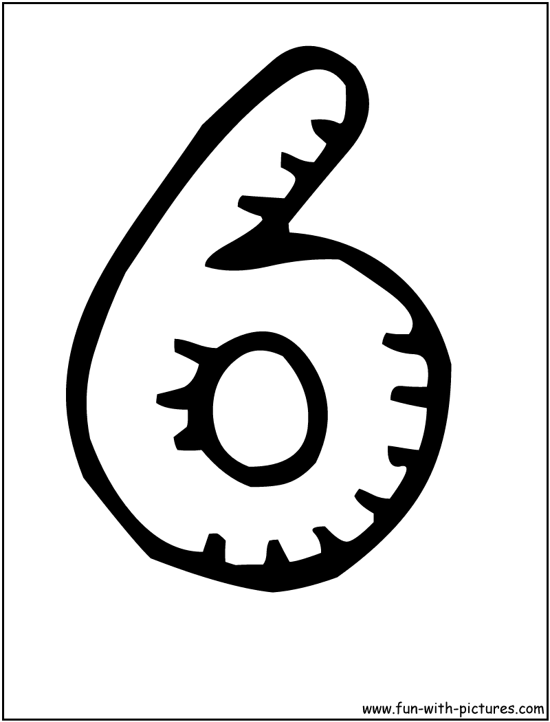 800x1050 Number 6 Coloring Page