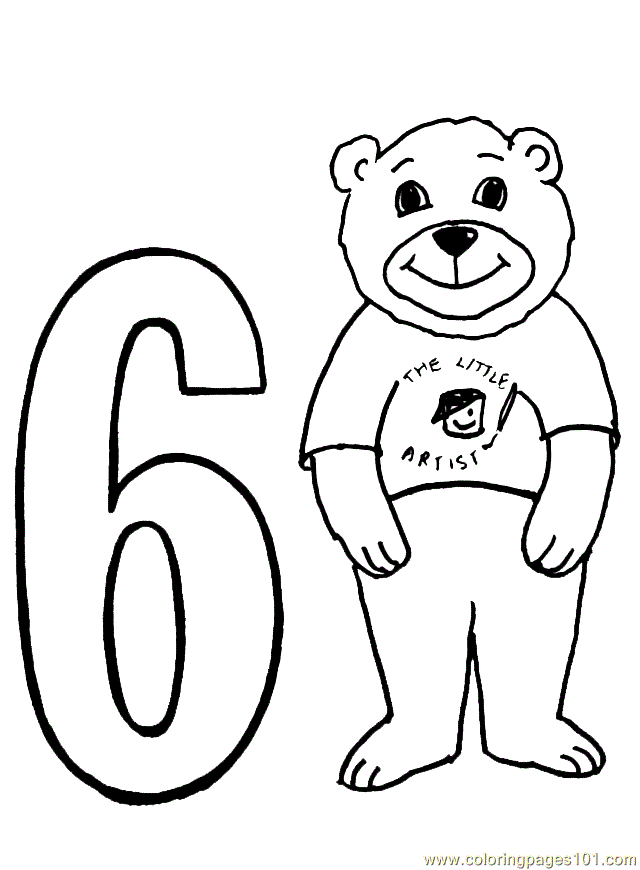 640x870 Bear Number6 Coloring Page