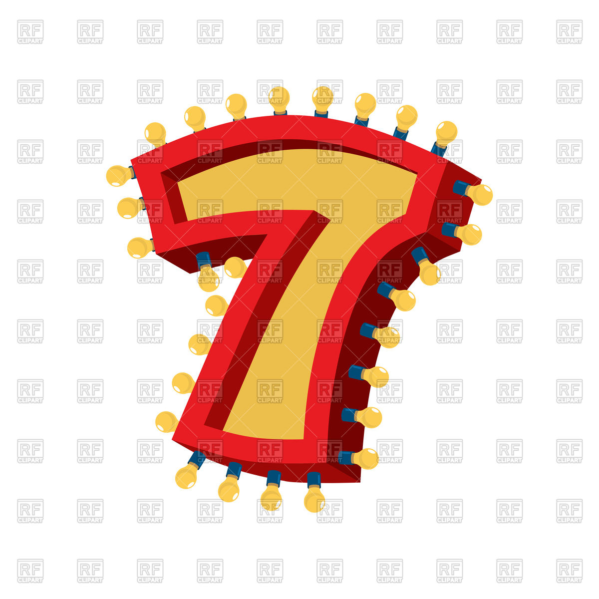 1200x1200 Number 7 Lamp Glowing Font Royalty Free Vector Clip Art Image